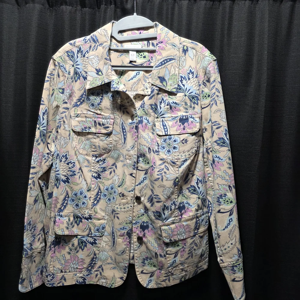 Charter Club Pink and Blue Floral Jeans Jacket, Womens‎ Size 2X